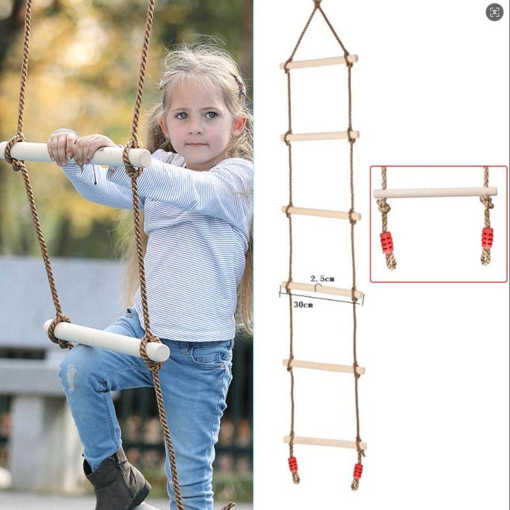 with Platforms Rope Climbing Ladder Toy Wooden Wooden Rope Ladder  For Garden