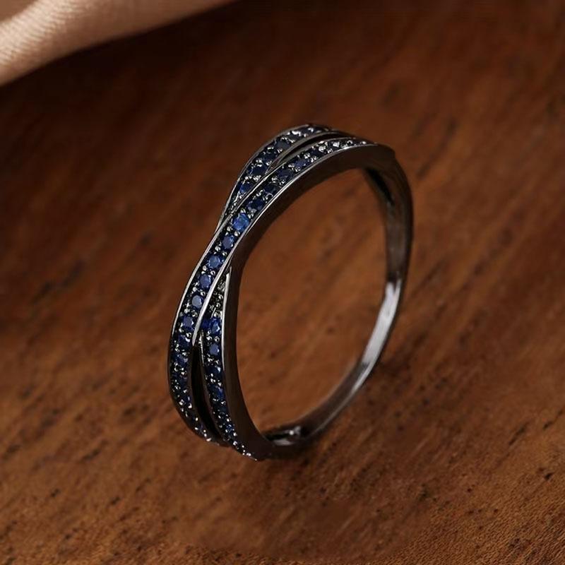 Cross-band diamond ring, shining exquisite, suitable for Independence Day, daily wear, fashionable and versatile