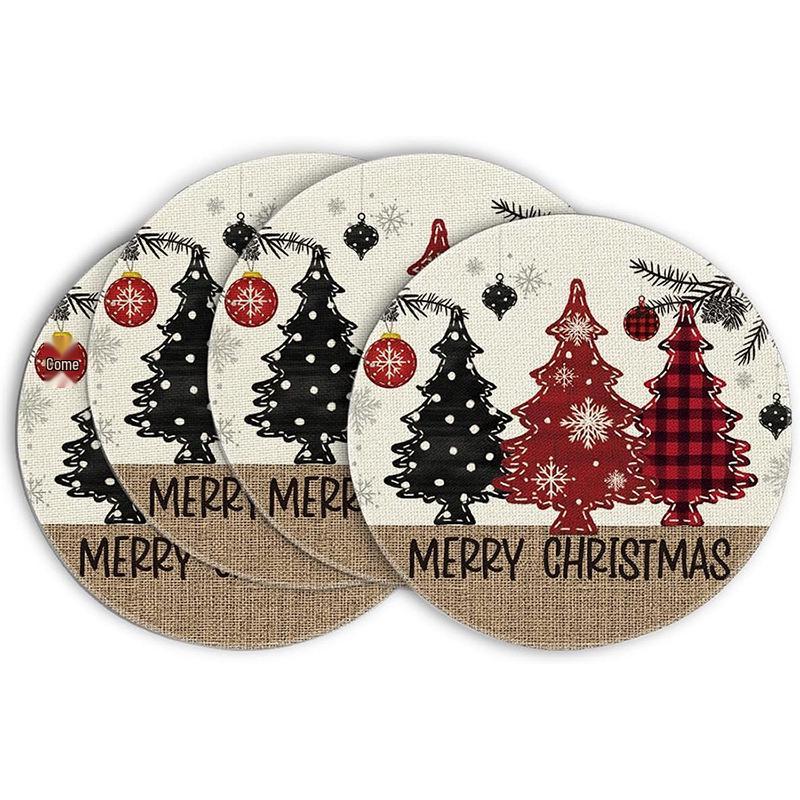 Festive Style Christmas Round Placemats - 4-Piece Set for Holiday Table Decor