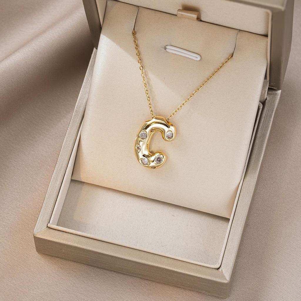 Women's Colorful English Alphabet Necklace - Simple & Trendy Design in Titanium Steel