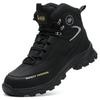 Mens Safety Shoes Steel Toe Boots Black Leather Work Shoes Waterproof Work Safety Boots Construction High Top Protective Boots