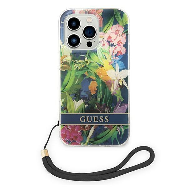 Guess Guohcp14Xhflsb Iphone 14 Pro Max6,7 Niebieski/Blue Hardcase Flower Strap