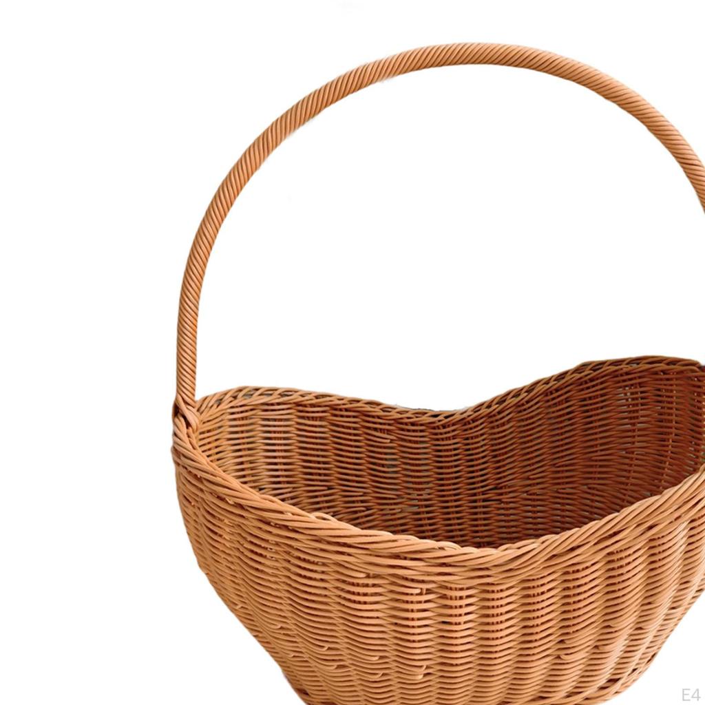 Picnic Basket with Handle Bread Imitation Rattan Handwoven for Outdoor