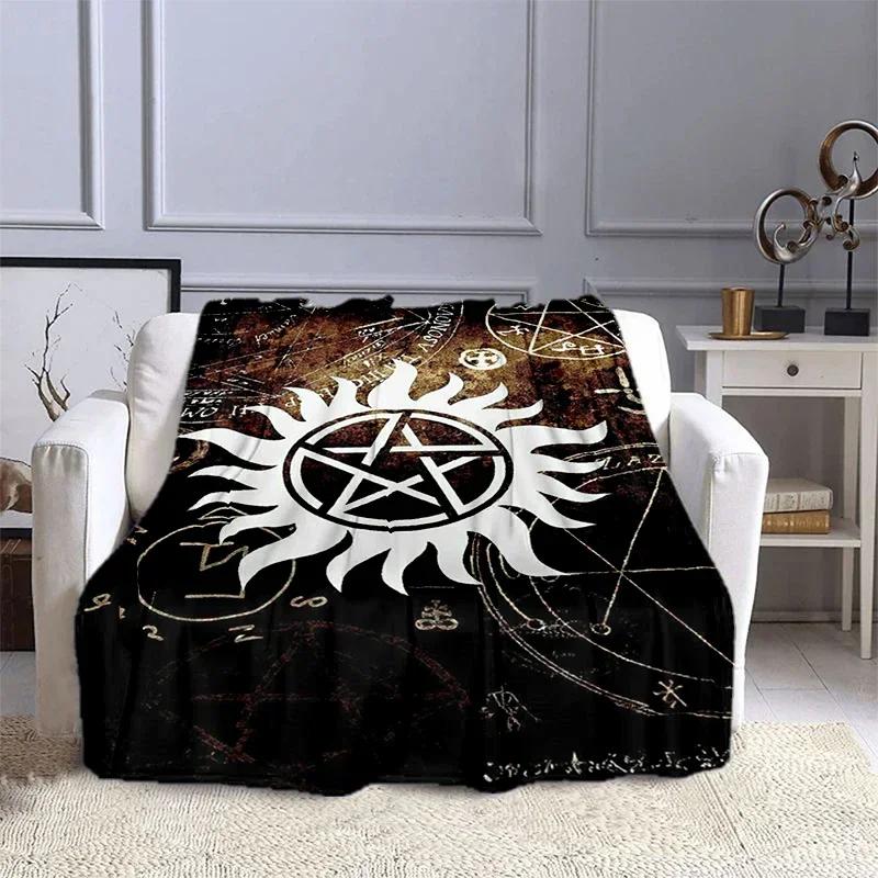 Movie Supernatural – Evil Power bedruckte Decke, modische warme Flanschdecke, Picknickdecke, Bettdecke, Geburtstagsgeschenk