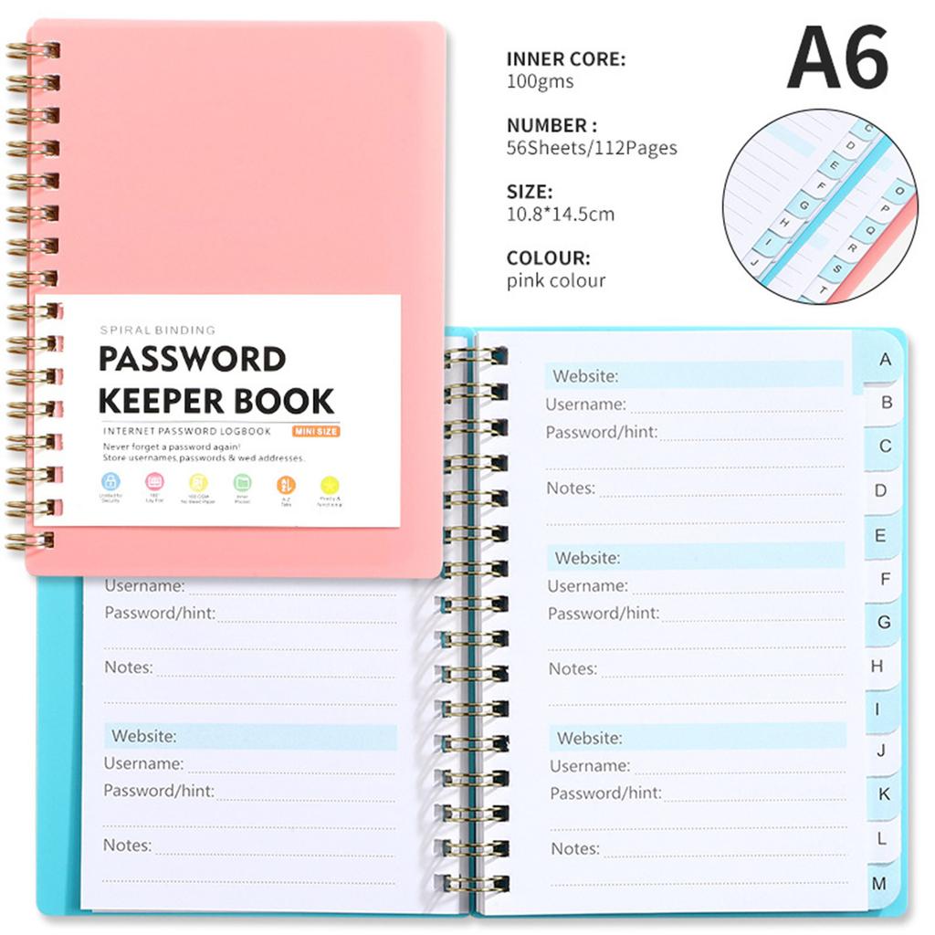 A6 Passordspole Notebook Tilpasset alfabetetikettindeks Notebook Business Meeting Notebook