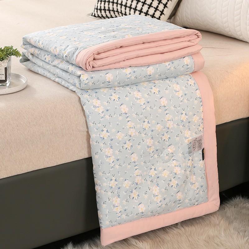 Summer Washed Cotton Quilt Air Conditioning Comforter Soft Breathable Blanket Thin Leaf Print Bedspread Home Textiles