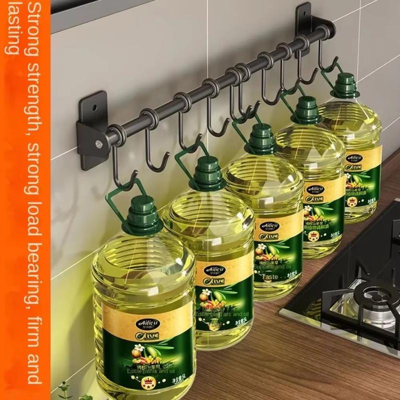 Kitchen Hook Rack Stainless Steel Wall Shelves Storage Utensils Holder Kitchen Accessories Organizer Wall Storage Rack No Punch