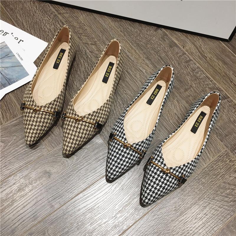Fashion Flat Shoes for Women's Spring and Autumn New Pointed Women's Shoes Comfortable Single Shoes Plus Size 44 45 46 Ladies Shoes