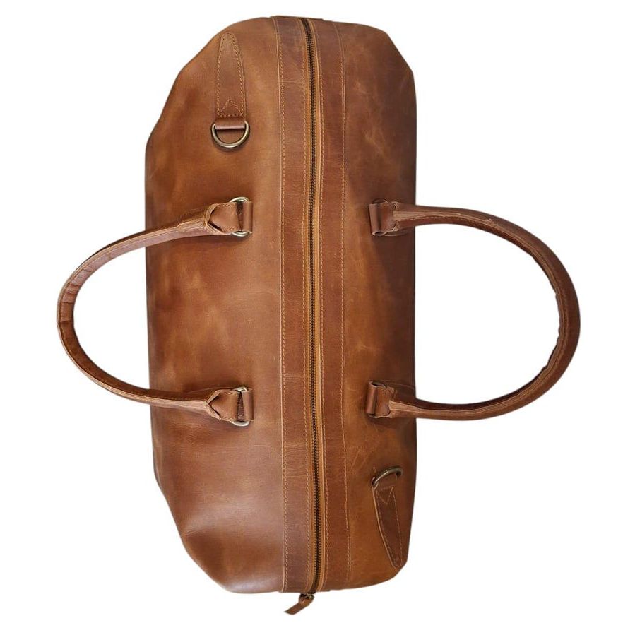 Handmade Leather Duffle Bag: Unisex Weekender Travel Bag
