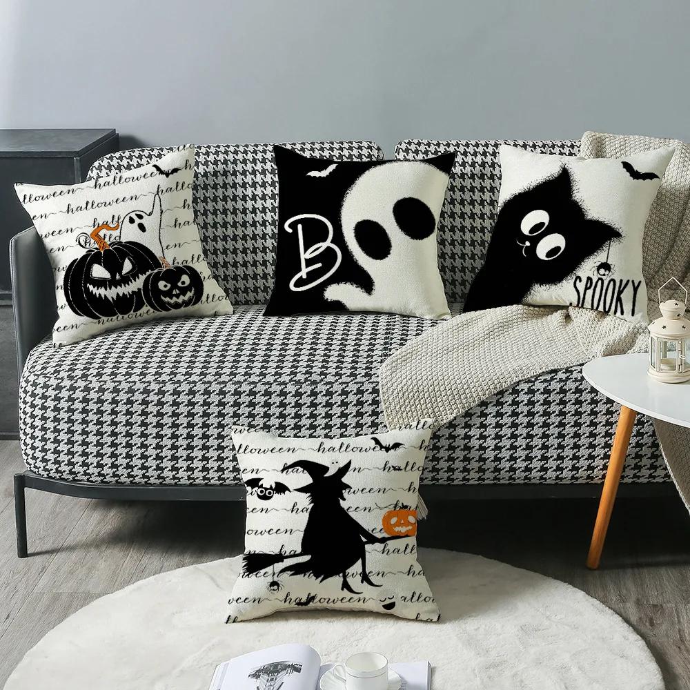Pumpkin Ghost Print Pillowcase Halloween Decorations Couch Cushion Cover Home Decor Pillow Cover Cojines Decorativos Para Sofá