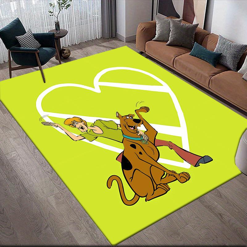 Scooby Flannel Pattern Square Carpet,Area Rug,Carpet Rug for Living Room Bedroom Sofa Playroom Decor,Non-slip Floor Mat