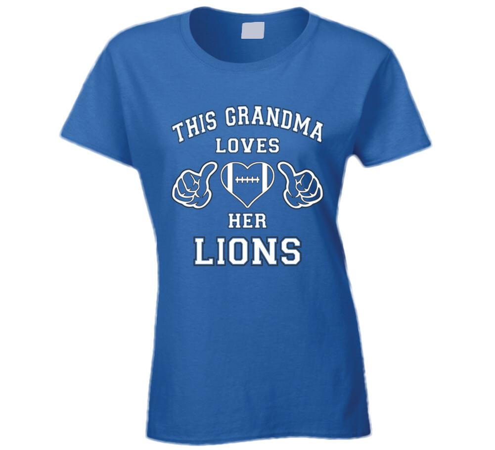 This Grandma Loves Lions Football T Shirt Mens Womens Tees Top - Detroit Lions Team Colors L