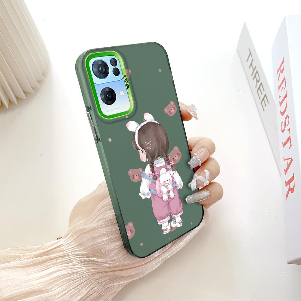 Malovaný vzor Barevný Stříbrný Oboustranný Tvrdý Kryt Nárazuvzdorný Proti pádu Pouzdro na telefon pro OnePlus OPPO Reno Realme