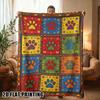 [2D FLAT PRINTING] 1pc Colorful Ethnic Style Paw Print Patchwork Print Themed Flannel Blanket - Large Size, Soft, Lightweight, and Warm, Suitable for 