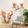 Warm Cute Cartoon Squirrel Family Wall Stickers, Self-Adhesive Decor for Kids Room Bedroom Kindergarten Decoration