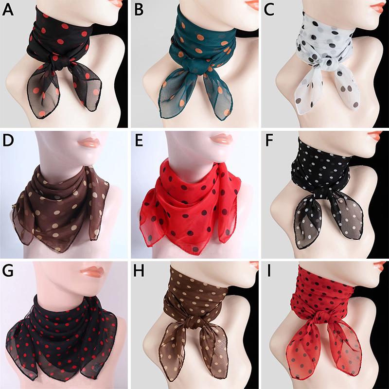 1PC Xale Quadrado Macio Envolvente Lenços Finos Proteção Solar Lenço de Chiffon de Bolinhas Acessórios Femininos