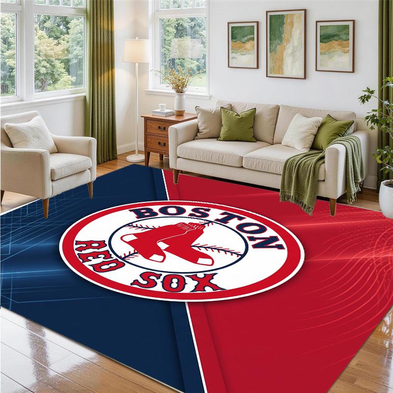 Boston Red Sox Design Crystal Velvet Rug Soft Decorative Mat for Bedroom Entrance