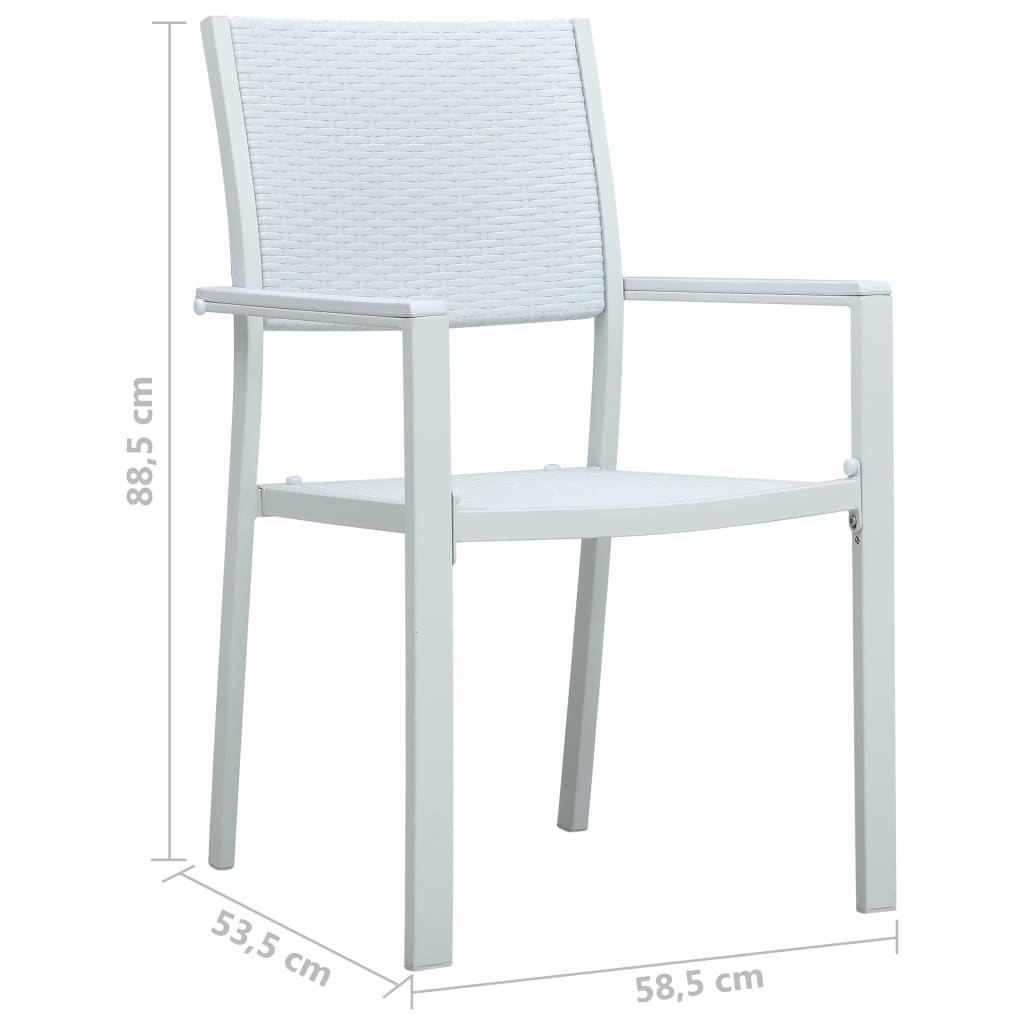 Garden Chairs Set of 4 White Plastic with Wicker Look