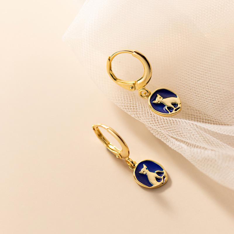 

925 стерлингового серебра круглые милые серьги-кольца для пирсинга кошек для женщин и девочек свадебные украшения для вечеринки подарок Pendientes Jkljfla