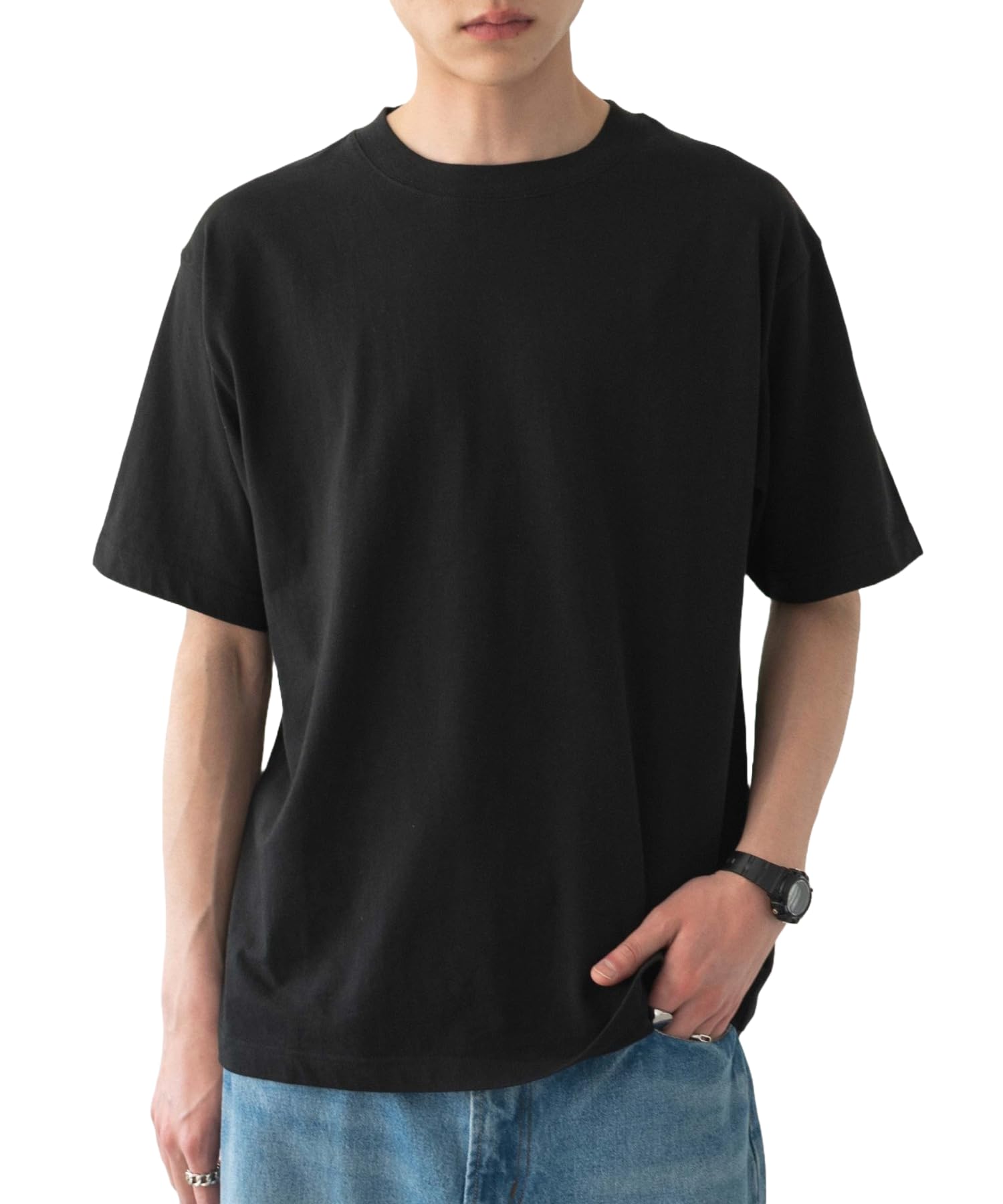 

WEGO Relaxed Fit Cotton Short Sleeve Size Summer Gift Men s T-Shirt, M, Black, Clothing, чёрный