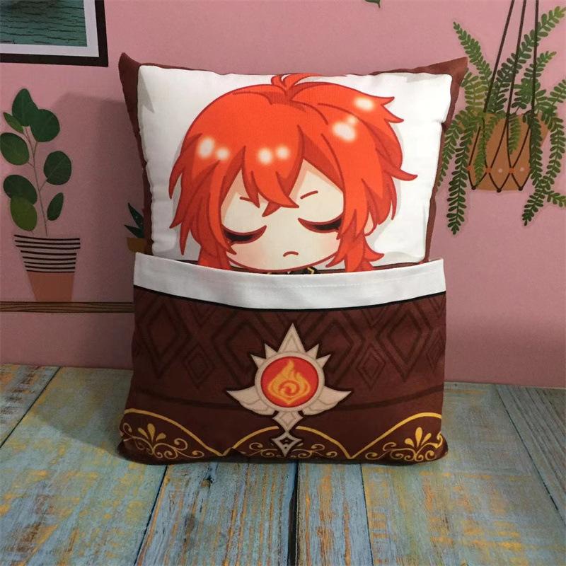 36cm Genshin Impact Quadratisches Kissen Kamisato Ayato Kazuha Shikanoin Heizou Yae Miko Spiel Anime Schlafendes Stofftier Kissen Puppe Spielzeug