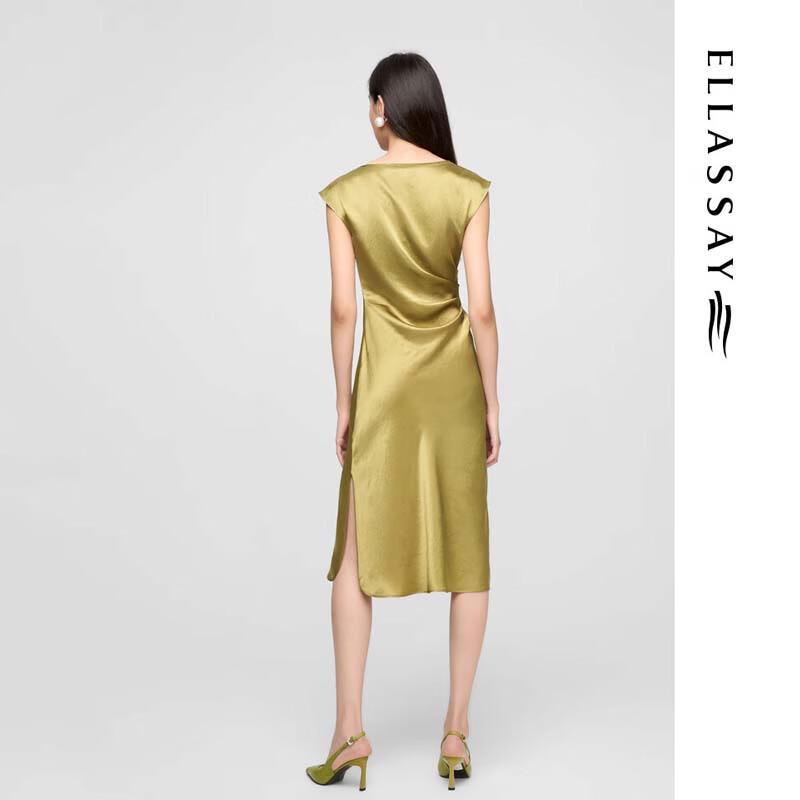 ELLASSAY Elegant Triacetate Waist-Cinching Midi Dress