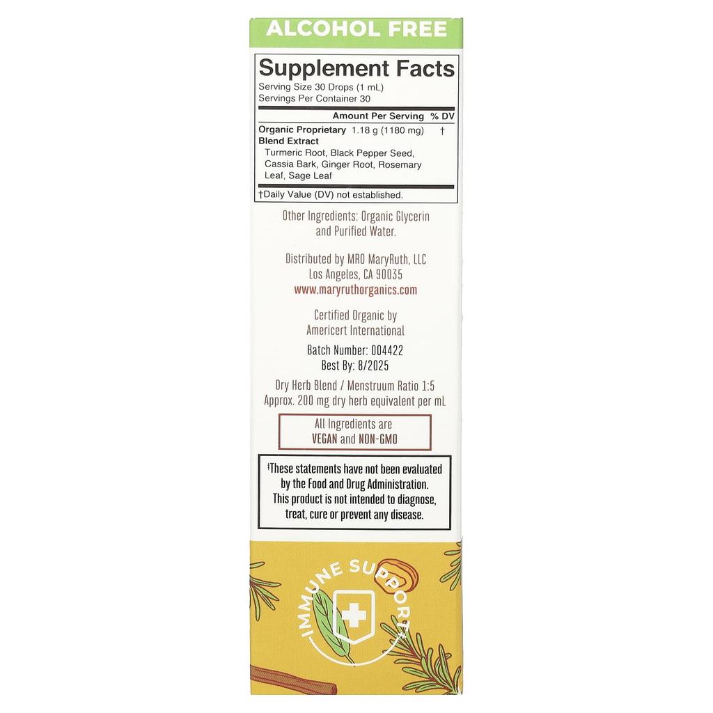 MaryRuth's Organic Turmeric Gold Liquid Extract, Alcohol-Free, 1,180 Mg, 1 Fl Oz (30 Ml)