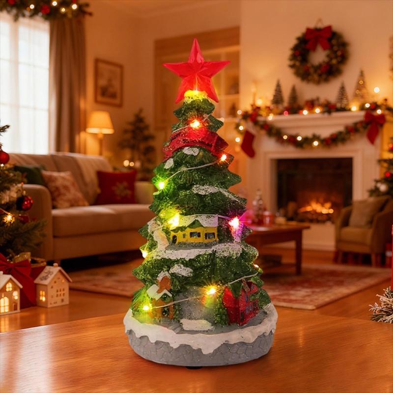 Musical Christmas Tree Tabletop Ornament Christmas Decorations Holiday Music Box Ornament for Home Tabletop Decoration