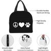 Lunch Bag Peace Love Paw Insulated Lunch Box Cooler Thermal Waterproof Reusable Tote Bag for Travel Work Hiking Picnic