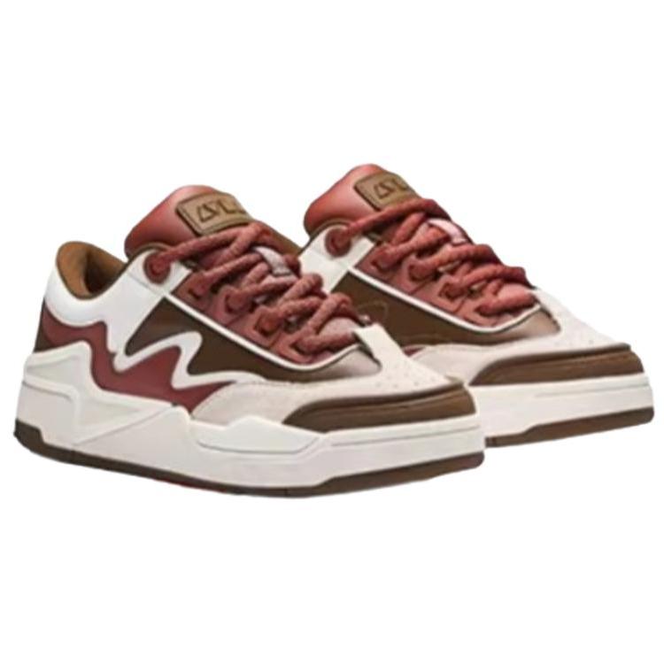 ANTA Ao Jie S Women Classic Color Block Trendy Skate Shoes Ivory White Rotten Wood Brown Smoke Red 122448081-5