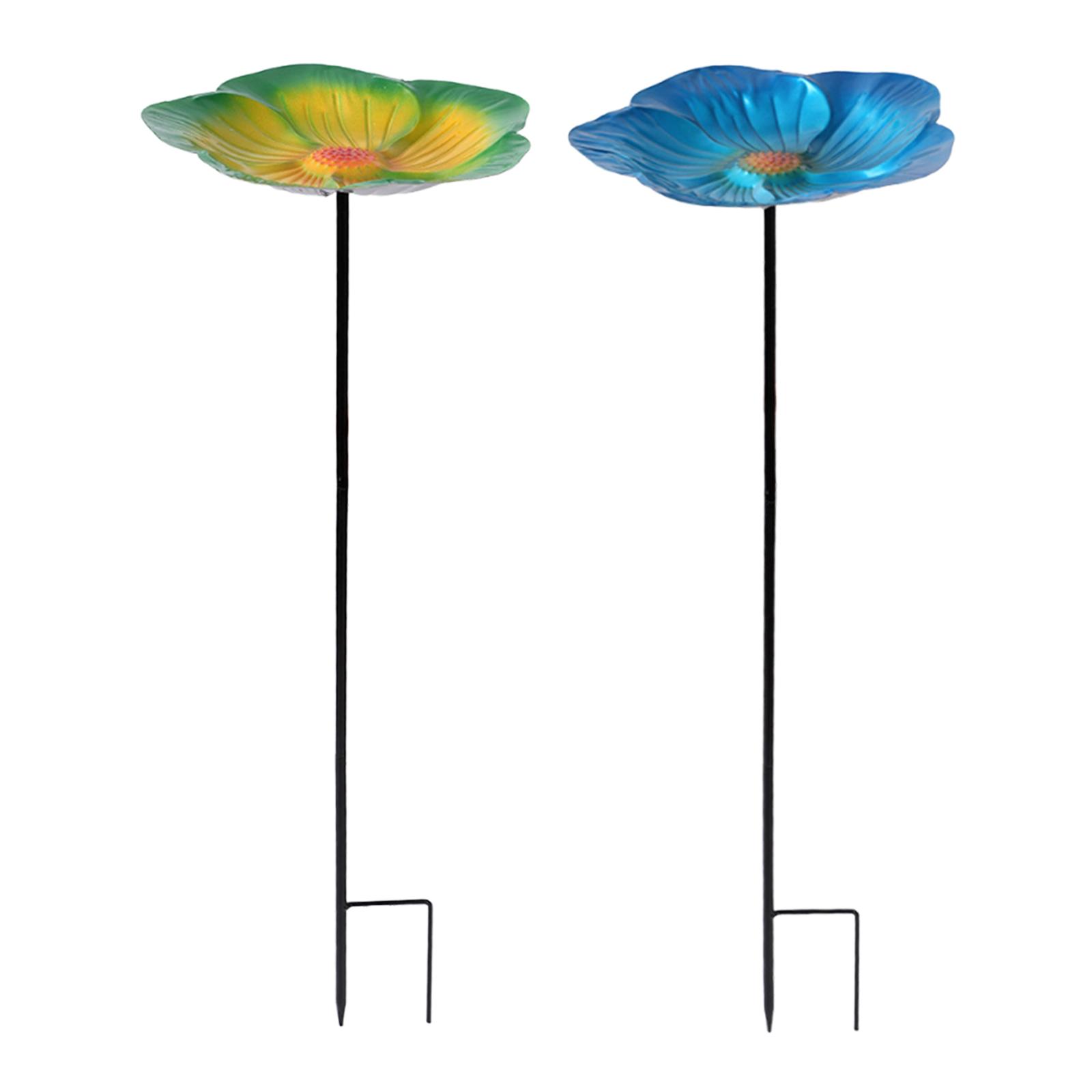Outdoor Bird Feeder Bird Bath Bowl Metal Birdbath Ornament Decorative Detachable blu