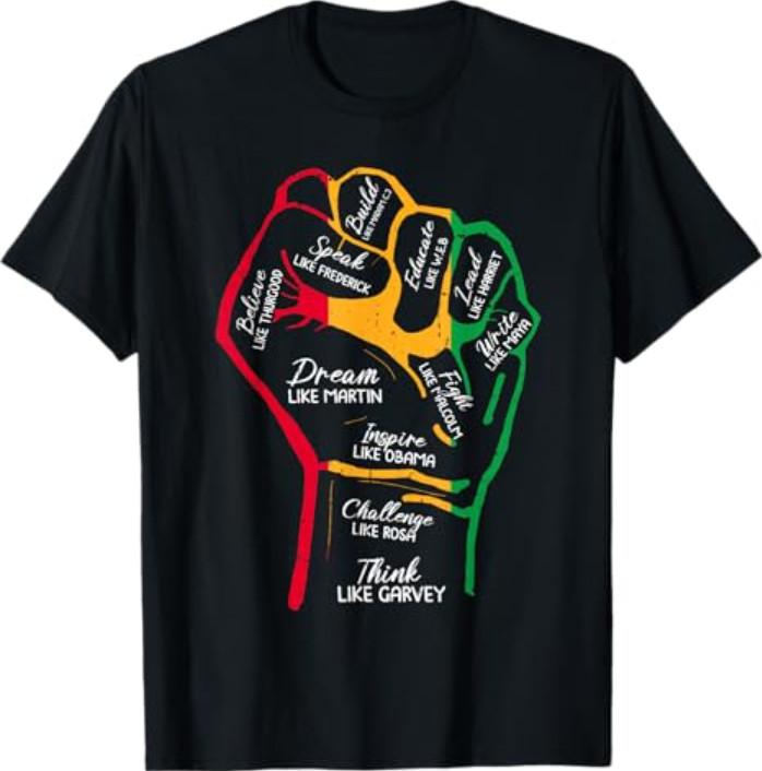 Inspiring Black Leaders Power Fist Hand Black History Month T-Shirt S разноцветный