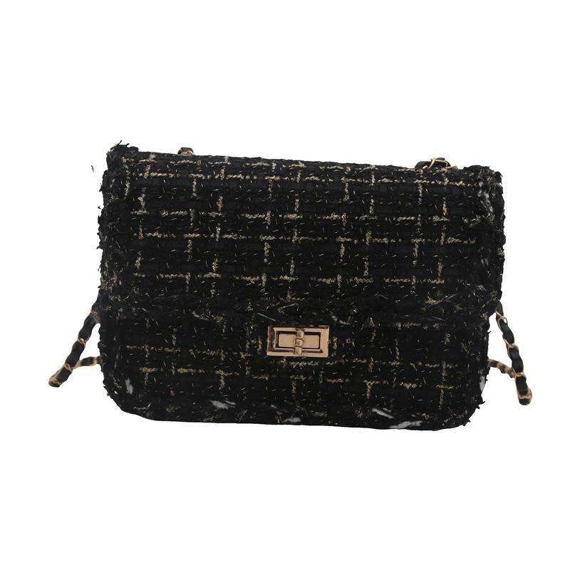 Tasche Damen 2025 neu trendige Wollplaid Umhängetasche einfache Kette personalisierte Schulter kleine quadratische Tasche