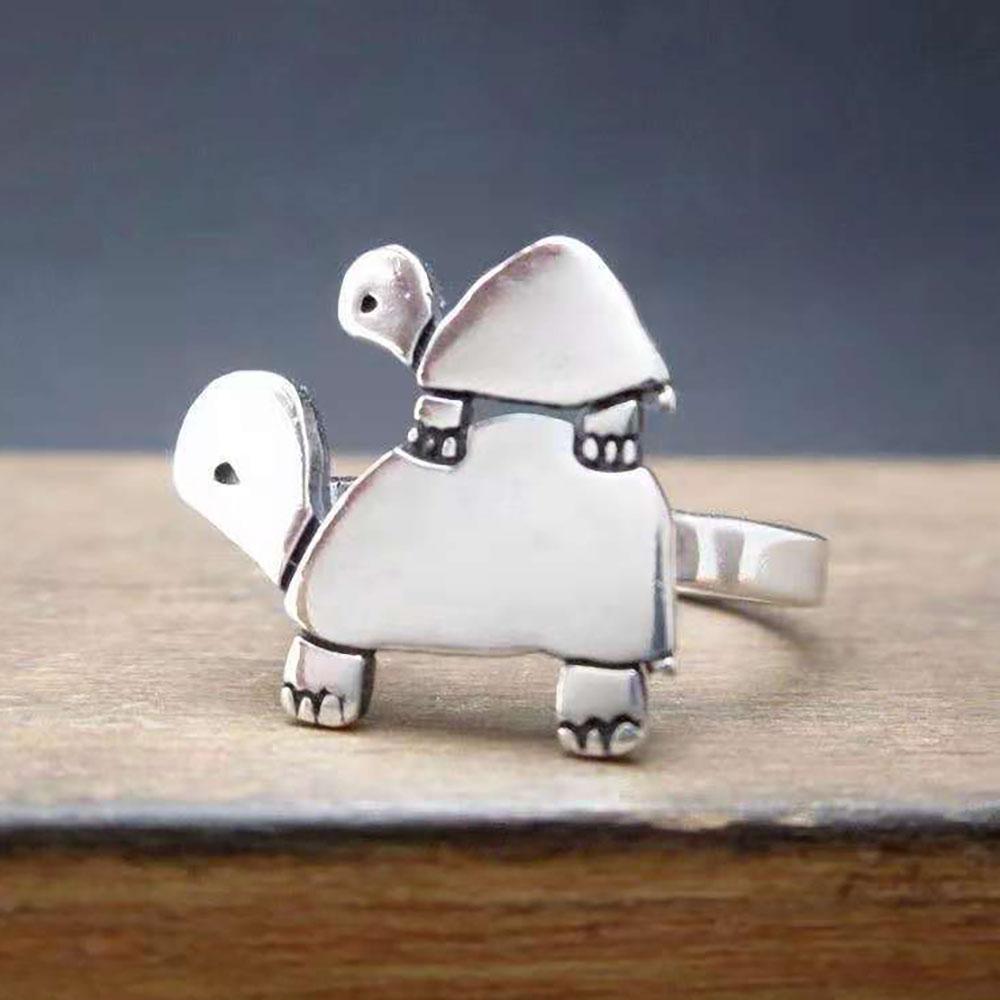 Nowy Design Zwierzę Duży i Mały Podwójny Pierścionek Żółw Wypełniona Biżuteria Ślubna Dla Kobiet/Mężczyzn Pierścionki Damskie Prezenty Pierścionki Damskie