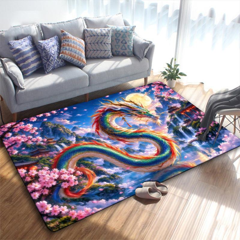 Dragon Carpet Rug for Living Room Bedroom Home Sofa Decoration,Kids play Non-slip Floor Mat