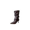 2025 Autumn and Winter New Pointed Thin Heel High Heel Temperament Thin French Fashion Sexy Beauty Female Internet Celebrity Short Boots