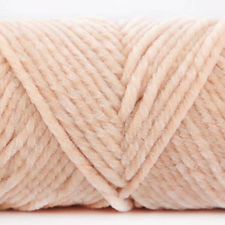 3 Strands Glossy Velvet Hand-Woven Thread Woven Scarf Doll Blanket Chenille Thread Segment Dye 100G Ball