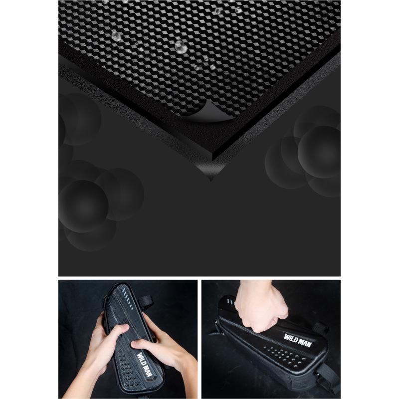Bicycle Bag Front Tube Frame Bag Hard Shell Rainproof Bike Bag Double Zipper Triangle Tools Pouch