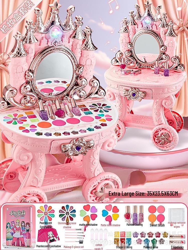 Kids Realistic Makeup Set - Colorful Playhouse Vanity for Girls