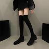 Bottes chaussettes élastiques pour femmes 2025 printemps et automne nouvelles bottes hautes polyvalentes au genou à talon épais et petit bout carré bottes fines bottes hautes
