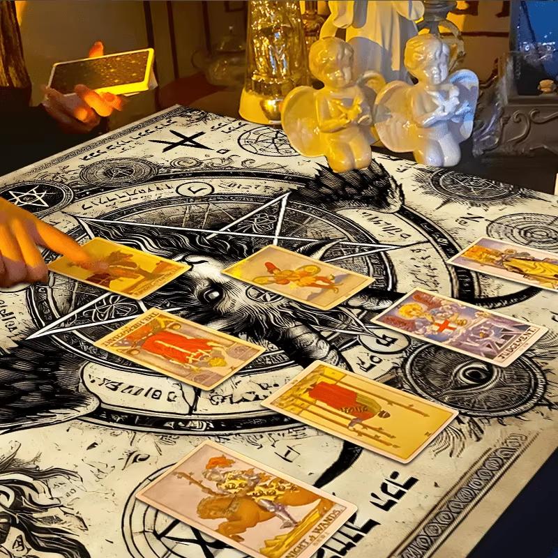 Telo Altare Pentagramma di Baphomet Tovaglia Tavolo Stregoneria Mistica Tarot Arazzo da Parete Wicca Decorazione Stanza Gotica Tappetino per Scrivania Rituale Magico