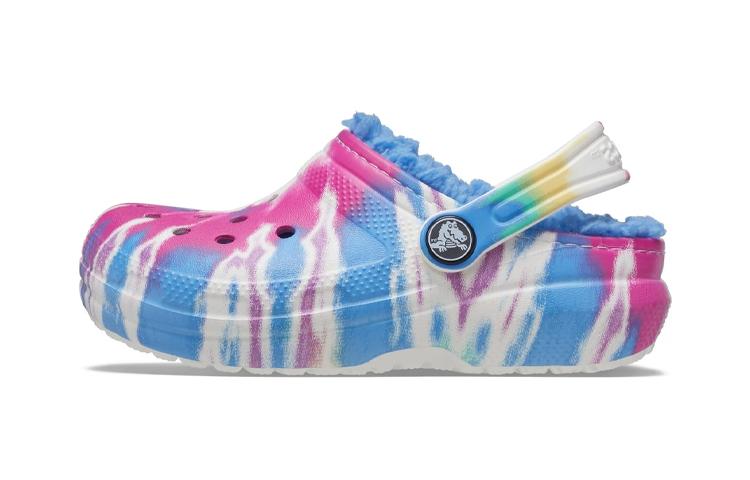 Crocs Classic Tie-Dye Lined Clog Powder Blue Multi 206683-4SO 25-26