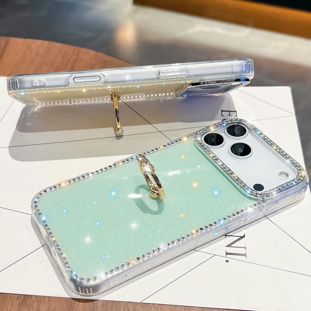 Star Transparent Glitter Powder Suitable for IPhone17Air Phone Case Apple 16 Ring Bracket 15 Diamond Mounted Anti Fall Cover