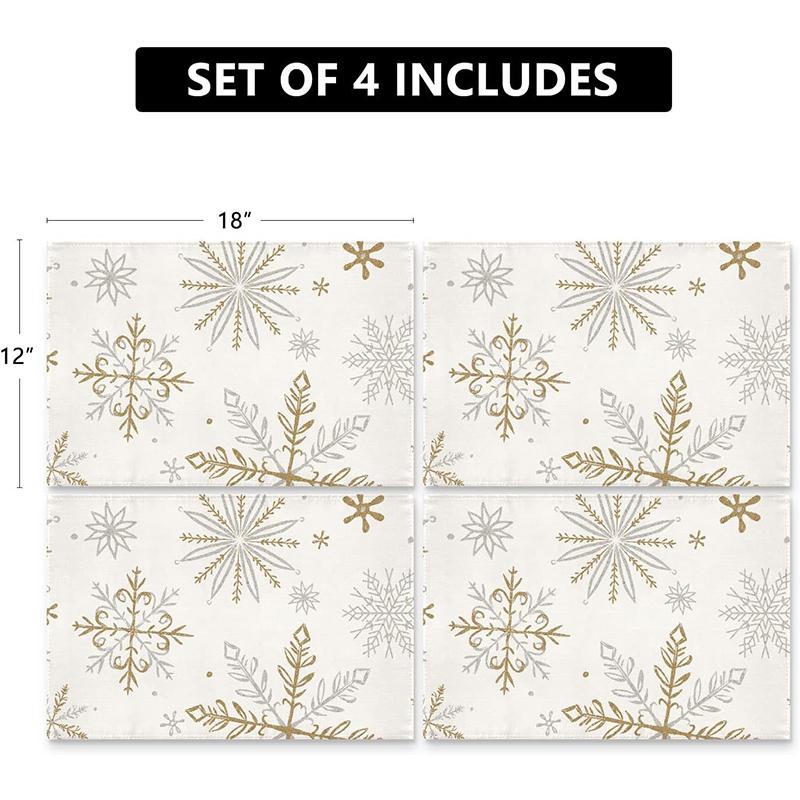 4Pcs Christmas Tree Elk Placemat Linen Dining Table Mats Coaster Bowl Coffee Cup Pad Mat 2025 Navidad Home Kitchen Decoration