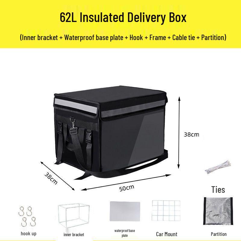 Thick Insulated Black Waterproof Takeaway Delivery Box for Car & Home Use
