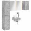5 Piece Bathroom Furniture Set In Concrete Grey Made of Engineered Wood and Glass
