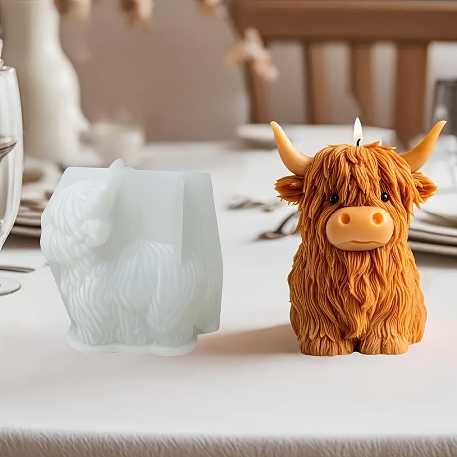 1 Pcs 3D Yak-Shaped Candle Silicone Mold DIY Animal-Shaped Scented Candle Plaster Cement Mold Christmas Decorations