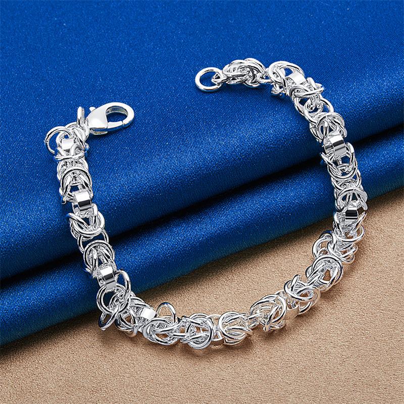 925 Sterling Silver 8-inch Classic Hip-hop Bracelet, Fashionable for Both Men and Women, Party Punk Style Accessories