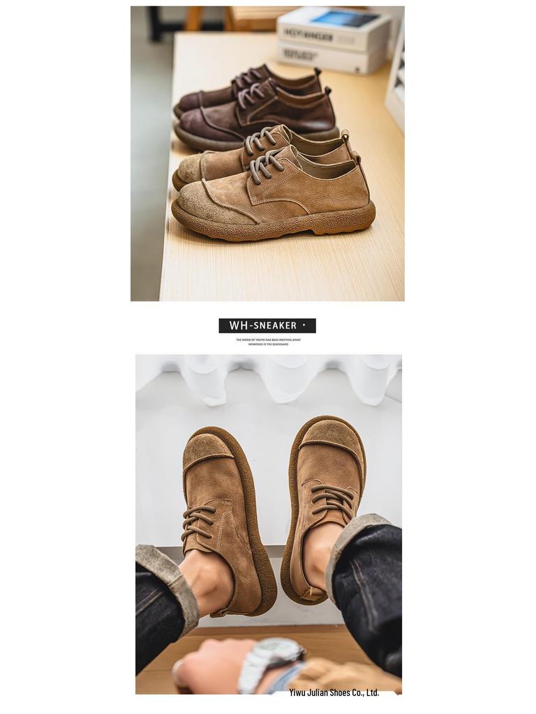 Men's Top Grain Leather Casual Shoes - 2025 Summer Edition, Big Toe Genuine Leather, Breathable Non-slip Soft Sole.