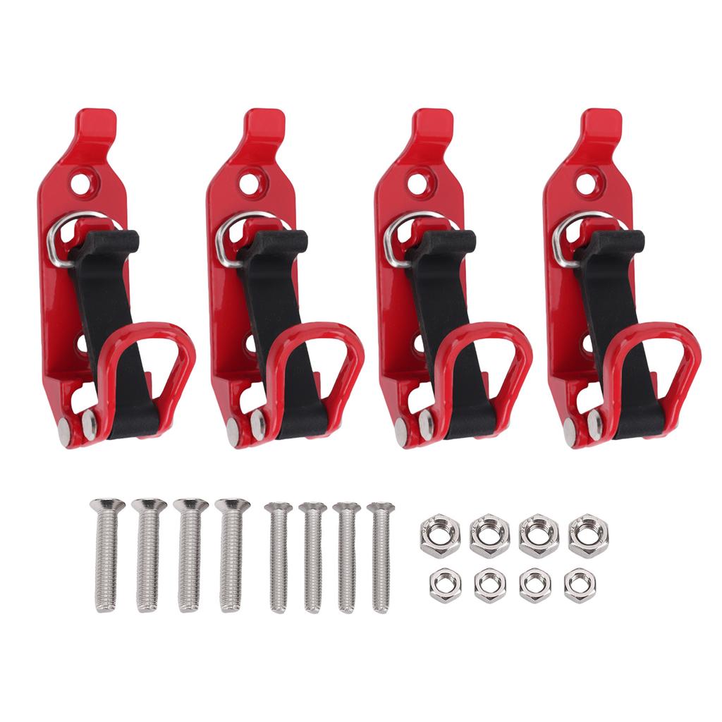 4PCS Shovel Mount for Roof Rack Zinc Alloy Metal Rubber Axe Clamp Mounting Brackets Kit for Trailers Off Road Trucks Red
